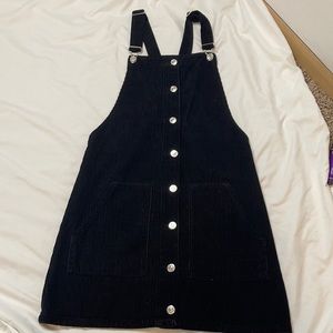 Black Button front corduroy pinafore dress